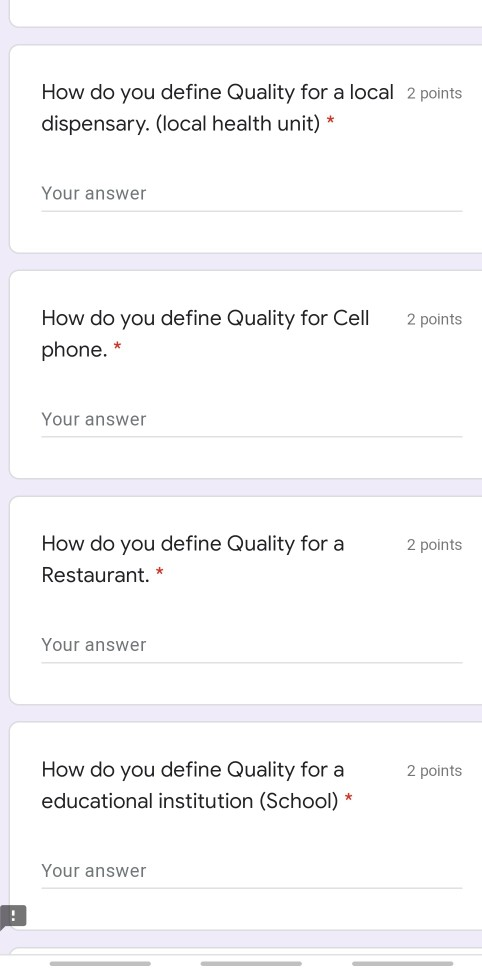 How do you define Quality for a local 2 points