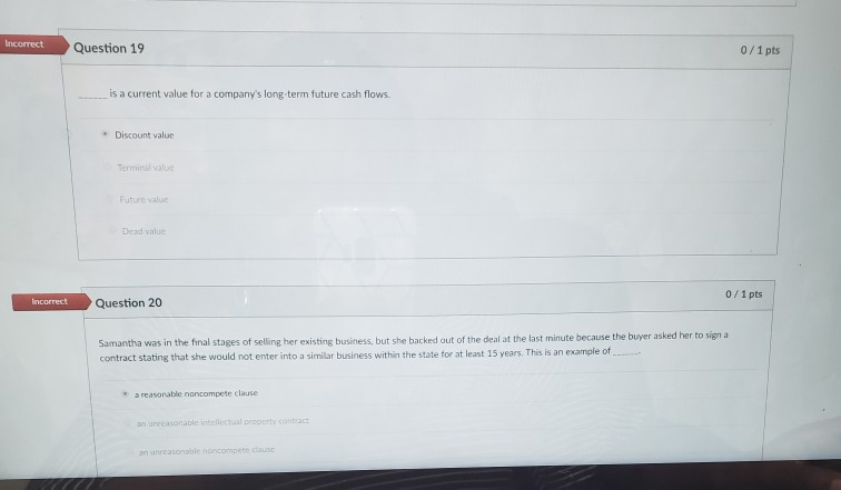 Incorrect Question 19 0/1 pts is a current value