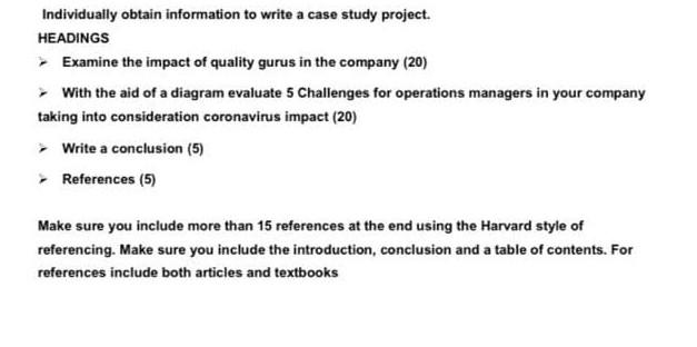 Individually obtain information to write a case