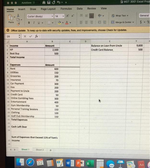 how do i do the first sheet ?? Tom is evaluating