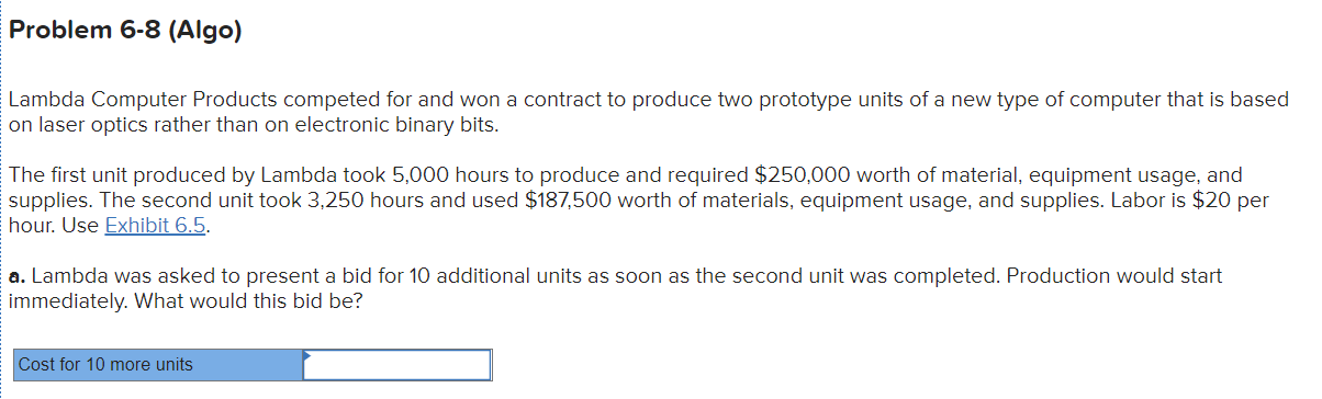 Problem 6-8 (Algo) Lambda Computer Products