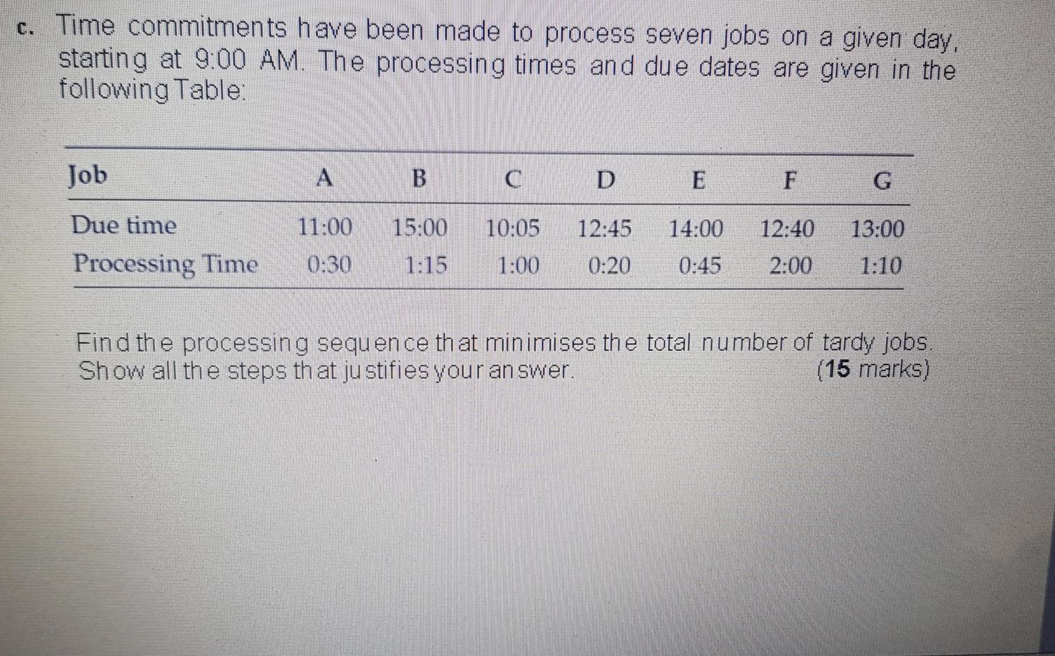 c. Time commitments have been made to process