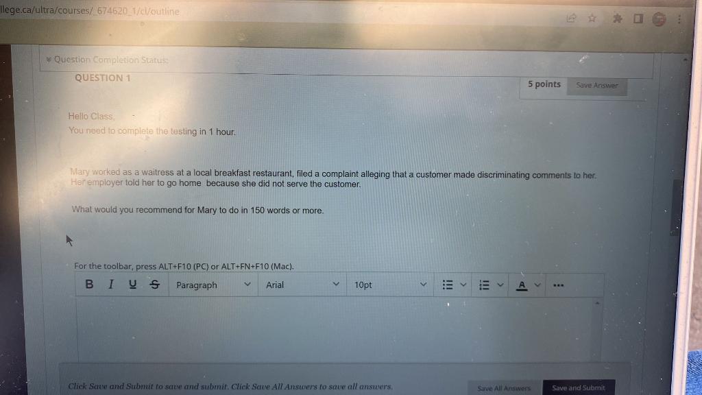 Hello Class You need to complete the tasting in 1