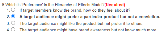 6.Which 1. 2. 3. 4. is 'Preference' in the