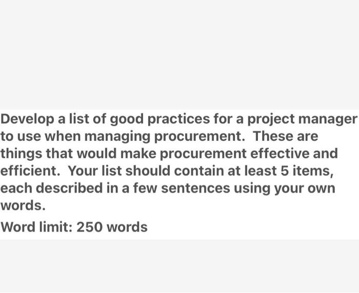 Develop a list of good practices for a project