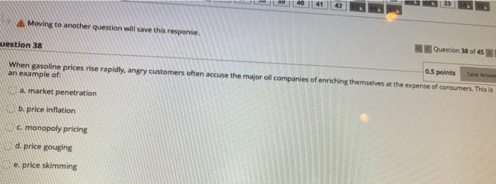 Moving to another question will save this