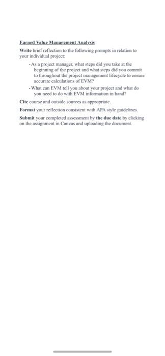 Earned Value Management Analysis Write brief