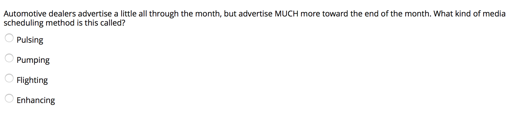 Answer the following marketing question: