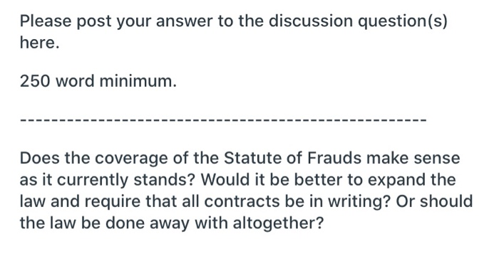 Please post your answer to the discussion