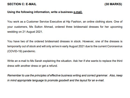 How to do this question? SECTION C: E-MAIL Using