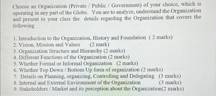 Choose an Organization (Private / Public /