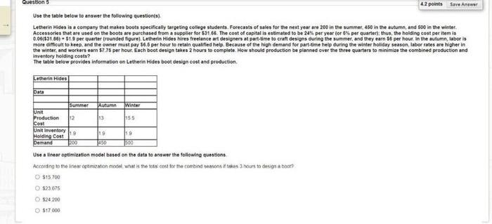 Use the table below to answer the following