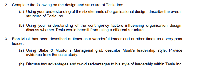 Case study text 2. Complete the following on the