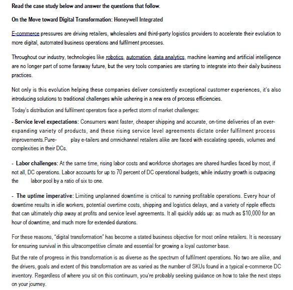 Read the case study below and answer the