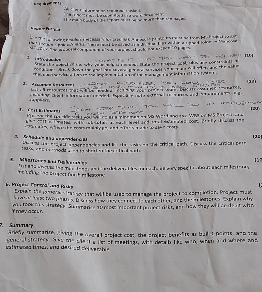 Requirements 2. 3. All client information