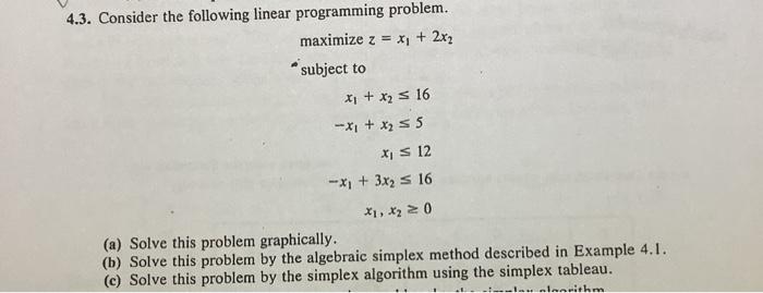 4.3. Consider the following linear programming