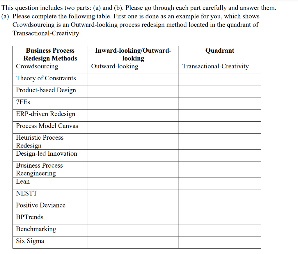 This question includes two parts: (a) and (b).