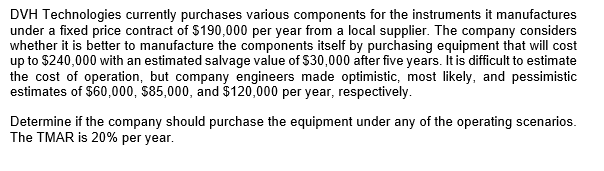 DVH Technologies currently purchases various