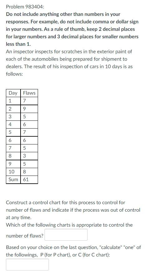 Problem 983404: Do not include anything other