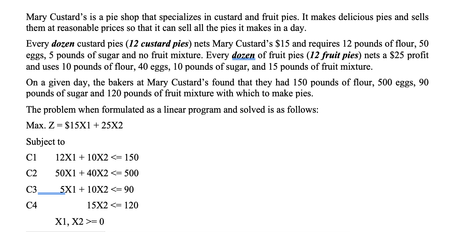 QUESTION 1: Graphical Method and Sensitivity