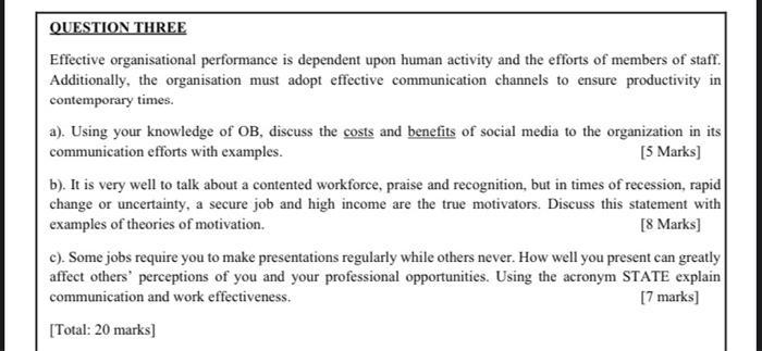 Effective organisational performance is dependent