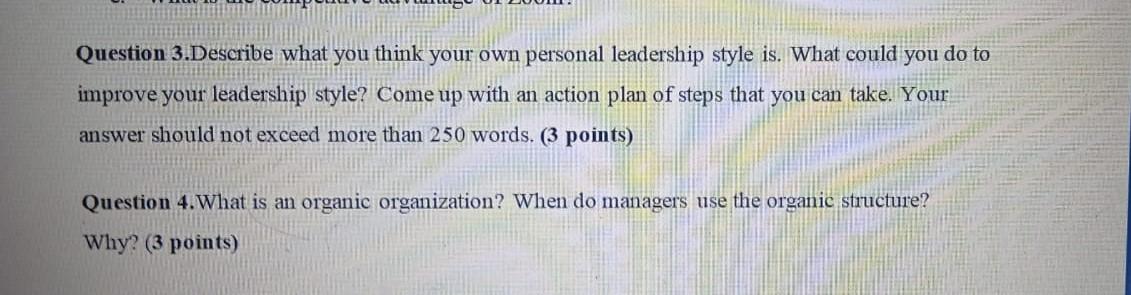 Question 4's answer needed Question 3.Describe