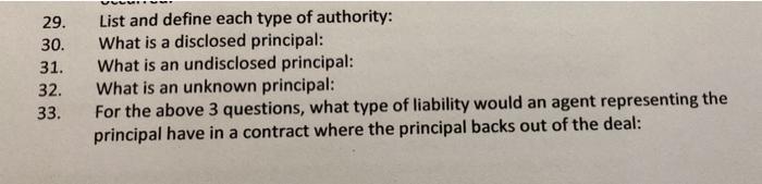 29. 30. 31. 32. 33. List and define each type of