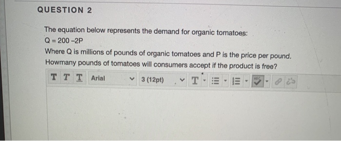 QUESTION 2 The equation below represents the