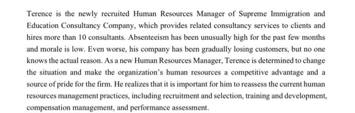 Terence is the newly recruited Human Resources