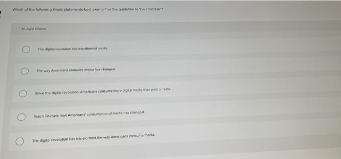 Which of the following thesis statements best