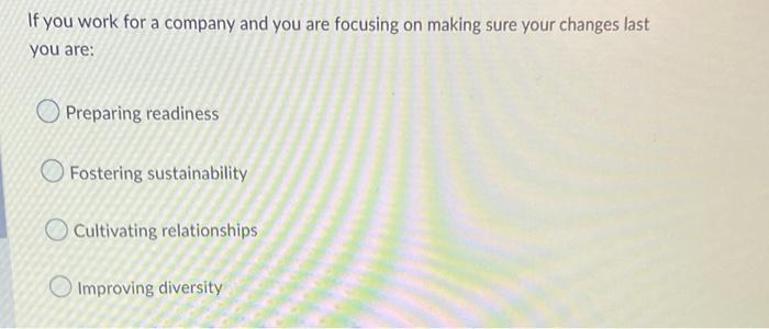 If you work for a company and you are focusing on