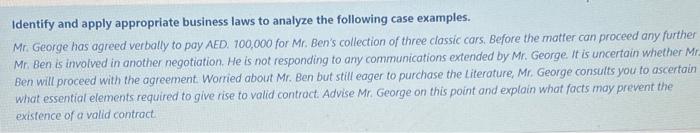 business law solve ASAP Identify and apply