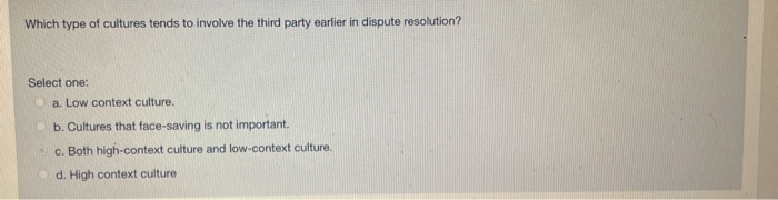 Which type of cultures tends to involve the third