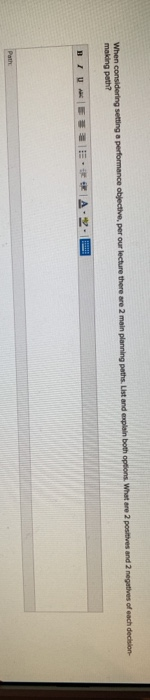 When considering setting a performance objective,