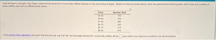 these coffees sold ove ax diferent grice valuet: