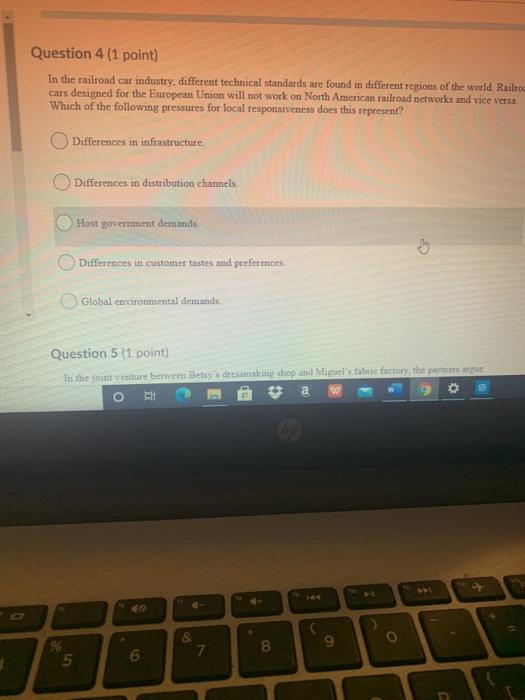 Question 4 (1 point) In the railroad car