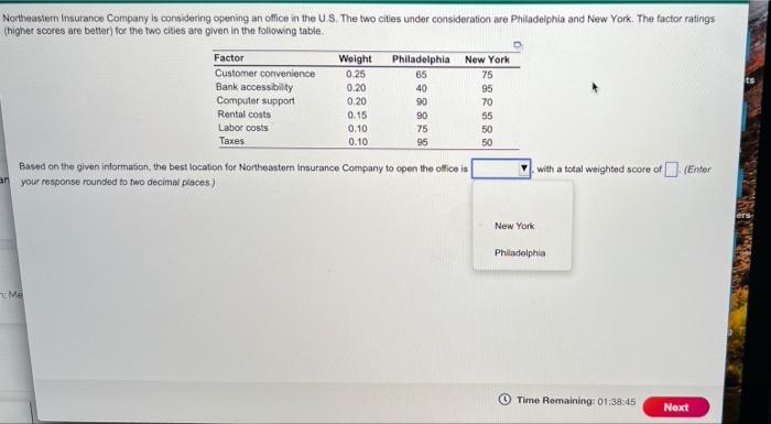 Northeastern Insurance Company is considering