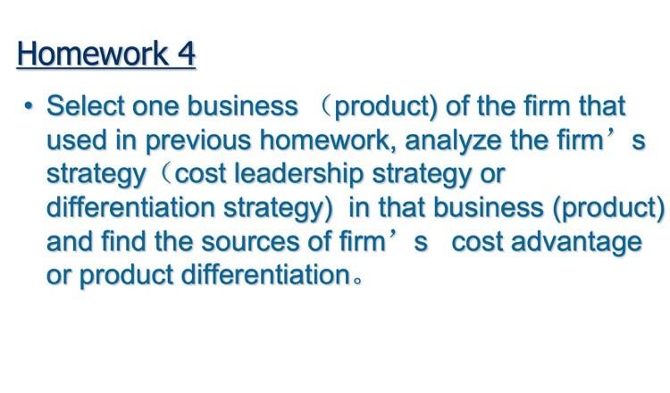 - Select one business (product) of the firm that