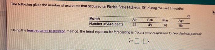 The following gives the number of accidents that