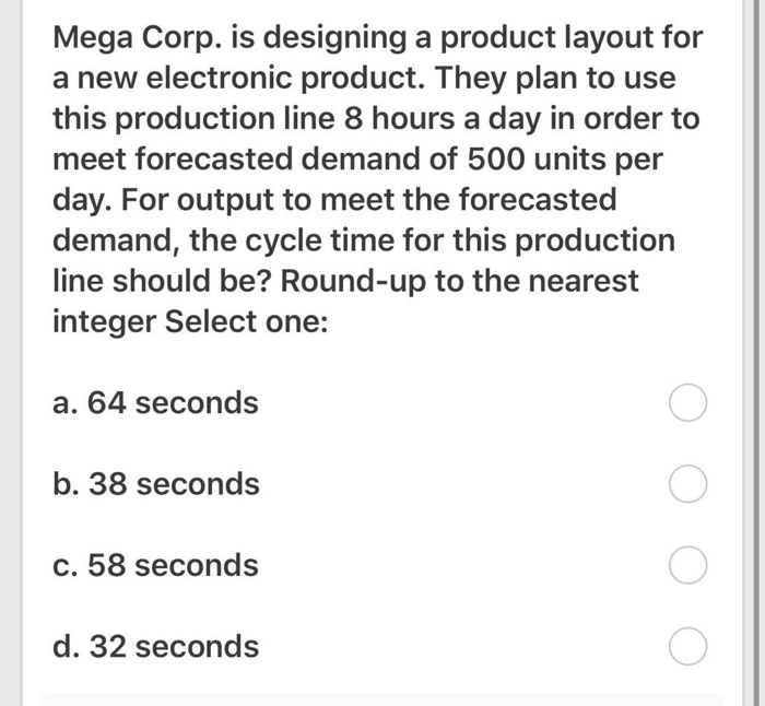Mega Corp is designing a product layout for a new