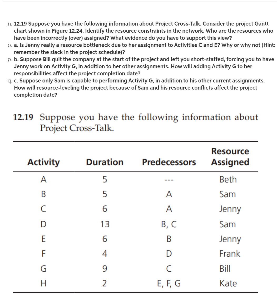 n. 12.19 Suppose you have the following