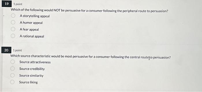 Which of the following would NOT be persuasive