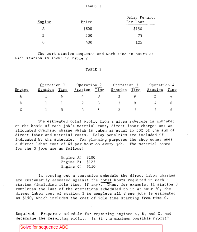Solve for SEQ ABC The owner of a contract repair