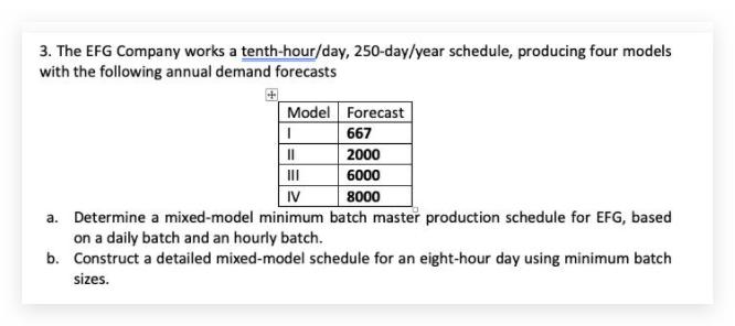 3. The EFG Company works a tenth-hour/day,