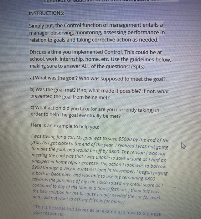 INSTRUCTIONS: Simply put, the Control function of