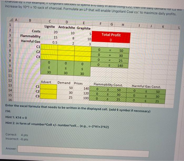 Blending Problem Ungoliant Coal co. prepares 3