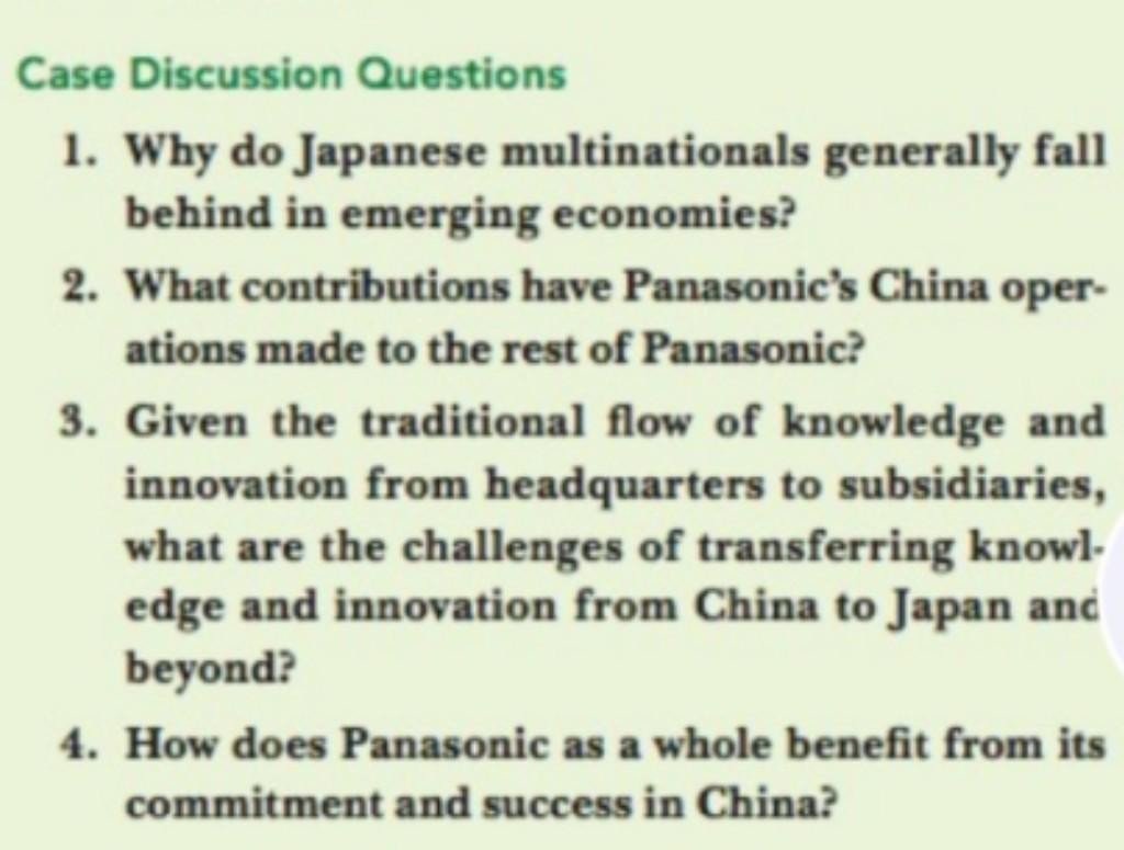 Case Discussion Questions 1. Why do Japanese