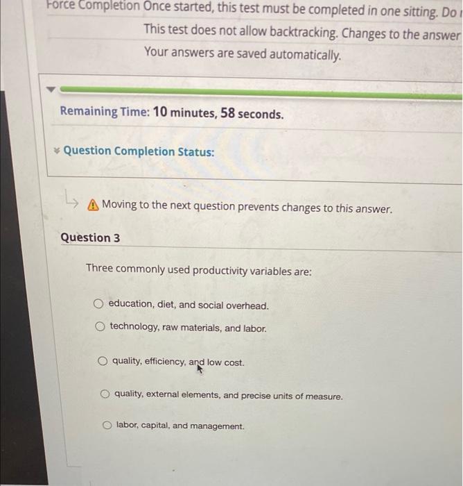 Moving to the next question prevents changes to