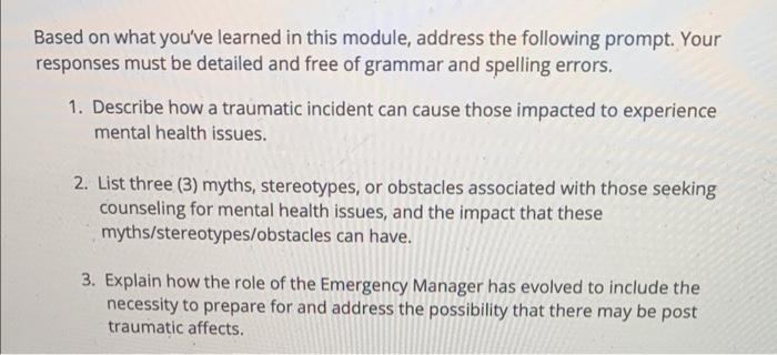 Based on what you've learned in this module,