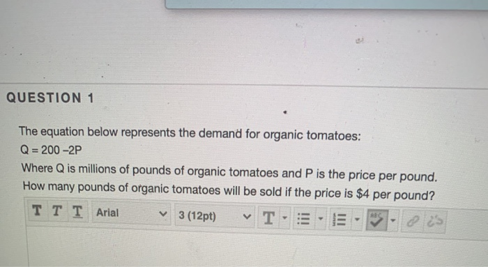 QUESTION 1 The equation below represents the